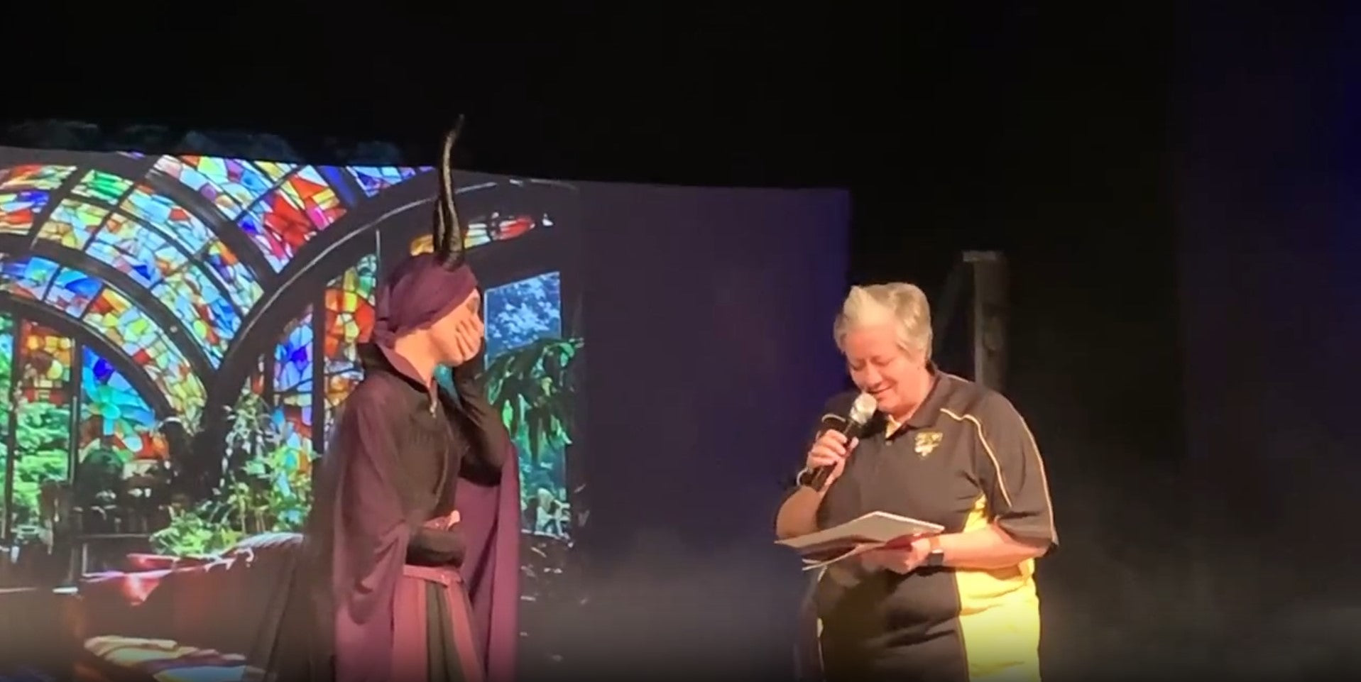 Load video: Educator of the Year award was presented to Ms. Jennifer Rauscher before her performance as Maleficent in Disney&#39;s the Descendant&#39;s at the Royal Theatre!
